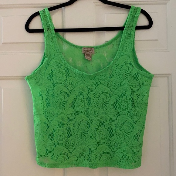 eyelash couture Tops - ✨Reduced EYELASH tank / crop top - semi sheer in a neon green lace